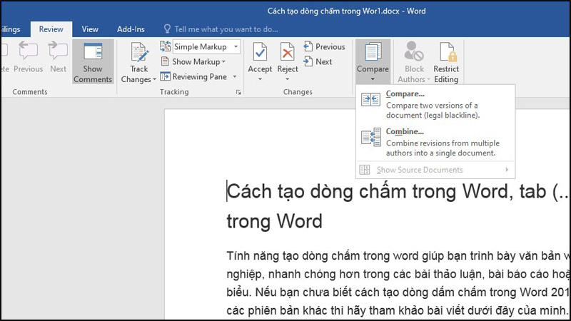 Chọn Compare